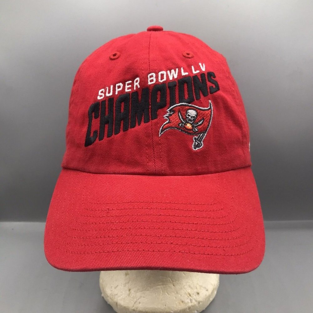 Tampa Bay Buccaneers Super Bowl LV Champions Hat Cap NFL '47 Adjustable Red EUC